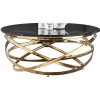 Table basse design acier inoxydable gold rond plateau avec marbre ou en verre au choix CALIMERA