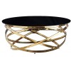 Table basse design acier inoxydable gold rond plateau avec marbre ou en verre au choix CALIMERA