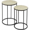 Set De 2 Tables Gigognes Eclat Mosaique Metal/Verre Noir/Jaune Pale
