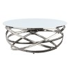 Table basse design acier inoxydable silver rond plateau avec marbre ou en verre au choix CALIMERA