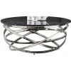 Table basse design acier inoxydable silver rond plateau avec marbre ou en verre au choix CALIMERA