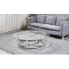 Table basse design acier inoxydable silver rond plateau avec marbre ou en verre au choix CALIMERA