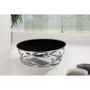 Table basse design acier inoxydable silver rond plateau avec marbre ou en verre au choix CALIMERA