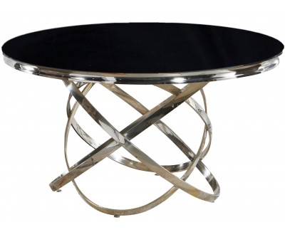 Table de salle à manger rond ultra design en acier inoxydable gold et plateau au choix CALIMERA