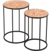 Set De 2 Tables Gigognes Eclat Mosaique Metal/Verre Noir/Orange
