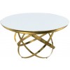 Table de salle à manger rond  ultra design en acier inoxydable gold et plateau au choix CALIMERA