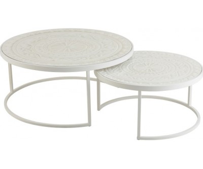 Set De 2 Tables Gigognes Basses Metal/Mdf Blanc