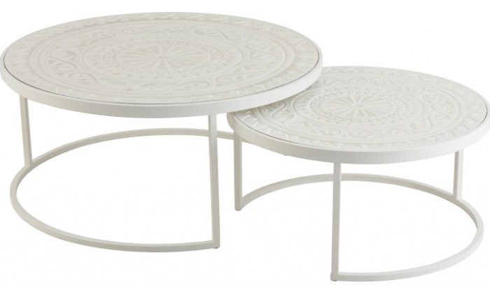 Set De 2 Tables Gigognes Basses Metal/Mdf Blanc