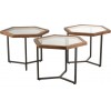 Set De 3 Tables D'appoint Hexagone Verre/Bois Marron