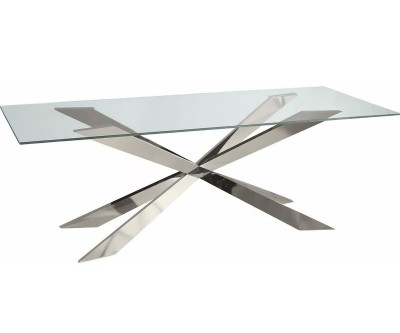 Table basse design acier inoxydable silver plateau avec marbre ou en verre ALVINA