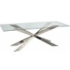 Table basse design acier inoxydable silver plateau avec marbre ou en verre ALVINA