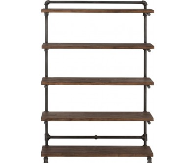 Etagere 5 Planches Tube Bois Naturel/Metal Gris