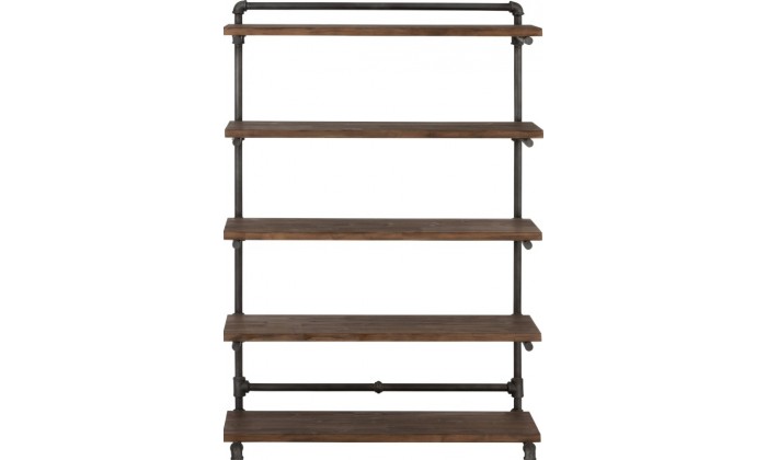 Etagere 5 Planches Tube Bois Naturel/Metal Gris