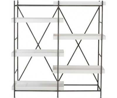 Etagere 5 Planches Tube Bois Naturel/Metal Gris