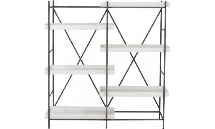 Etagere 5 Planches Tube Bois Naturel/Metal Gris