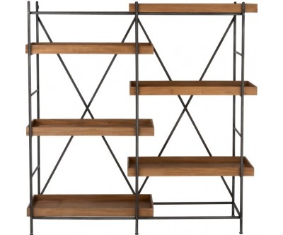 Etagere 6 Plateaux Bois Blanc/Metal Noir