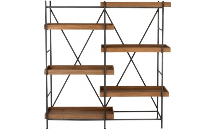 Etagere 6 Plateaux Bois Blanc/Metal Noir