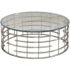 Table basse design acier inoxydable silver rond plateau avec marbre ou en verre au choix REFLUX