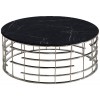 Table basse design acier inoxydable silver rond plateau avec marbre ou en verre au choix REFLUX