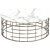 Table basse design acier inoxydable silver rond plateau avec marbre ou en verre au choix REFLUX