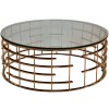 Table basse design acier inoxydable gold rond plateau avec marbre ou en verre au choix REFLUX