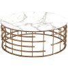 Table basse design acier inoxydable gold rond plateau avec marbre ou en verre au choix REFLUX