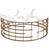 Table basse design acier inoxydable gold rond plateau avec marbre ou en verre au choix REFLUX