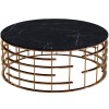 Table basse design acier inoxydable gold rond plateau avec marbre ou en verre au choix REFLUX