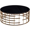 Table basse design acier inoxydable gold rond plateau avec marbre ou en verre au choix REFLUX