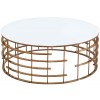 Table basse design acier inoxydable gold rond plateau avec marbre ou en verre au choix REFLUX