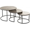 Set De 3 Table Gigogne Ronde Oxidize Aluminium/Metal Antique Noir/Vert