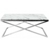 Table basse design acier inoxydable silver plateau  marbre ou en verre au choix KEXIS