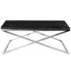 Table basse design acier inoxydable silver plateau  marbre ou en verre au choix KEXIS