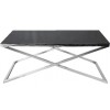 Table basse design acier inoxydable silver plateau  marbre ou en verre au choix KEXIS