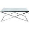 Table basse design acier inoxydable silver plateau  marbre ou en verre au choix KEXIS