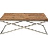 Table basse design carrée 130cm inoxydable silver plateau au choix KEXIS