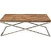 Table basse design carrée 130cm inoxydable silver plateau au choix KEXIS