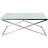 Table basse design carrée 130cm inoxydable silver plateau au choix KEXIS