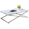 Table basse design carrée 130cm inoxydable silver plateau au choix KEXIS