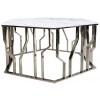 Table basse design acier inoxydable silver rond plateau avec marbre ou en verre au choix REFLUX