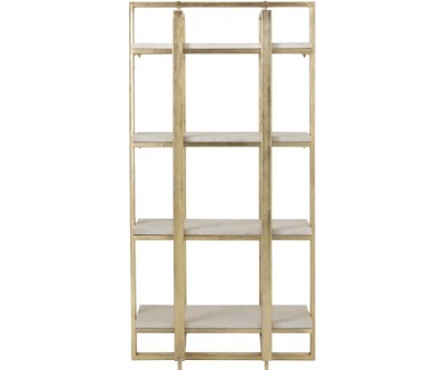 Etagere Dyca 4 Planches Bois De Manguier/Metal Blanc/Or