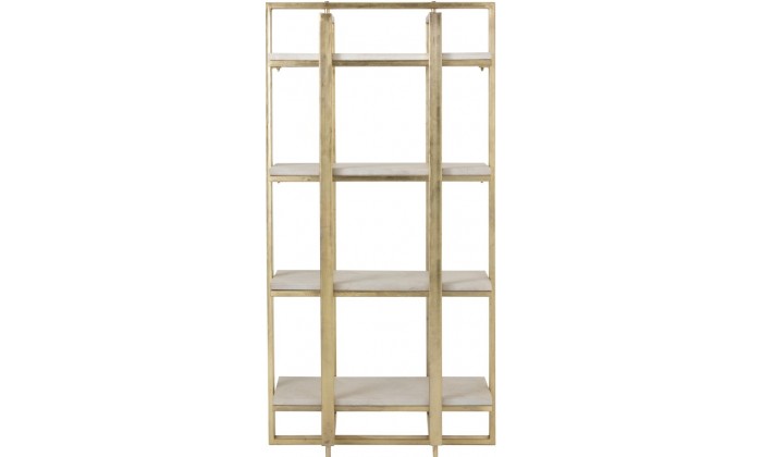 Etagere Dyca 4 Planches Bois De Manguier/Metal Blanc/Or