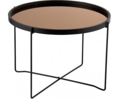 Table De Salon Petite Arrondie Triangulaire Bois Tea Tree Marron