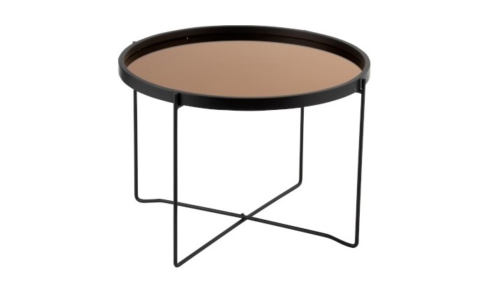 Table De Salon Petite Arrondie Triangulaire Bois Tea Tree Marron