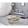 Table basse design acier inoxydable gold rond plateau avec marbre ou en verre au choix CALIMERA