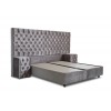 Lit box literie boxspring avec rangement et matelas silver MARIELLA