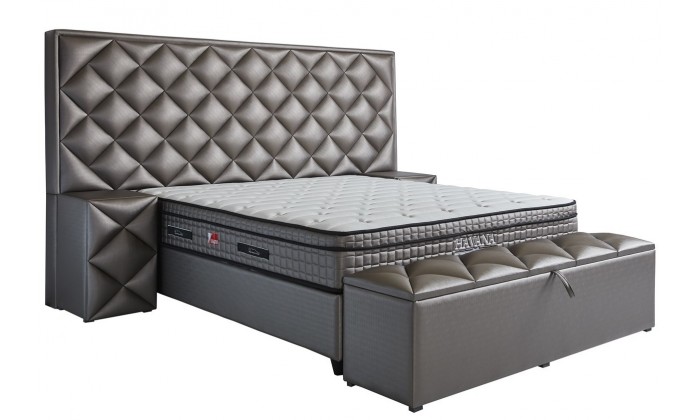 Lit box literie boxspring avec rangement et matelas bronz HEDDY