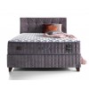 Lit box literie boxspring avec matelas et rangement complete en tissu gris Sleep PURE