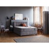 Lit box literie boxspring avec matelas et rangement complete en tissu gris Sleep PURE