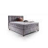 Lit box literie boxspring avec matelas et rangement complete en tissu gris Sleep PURE